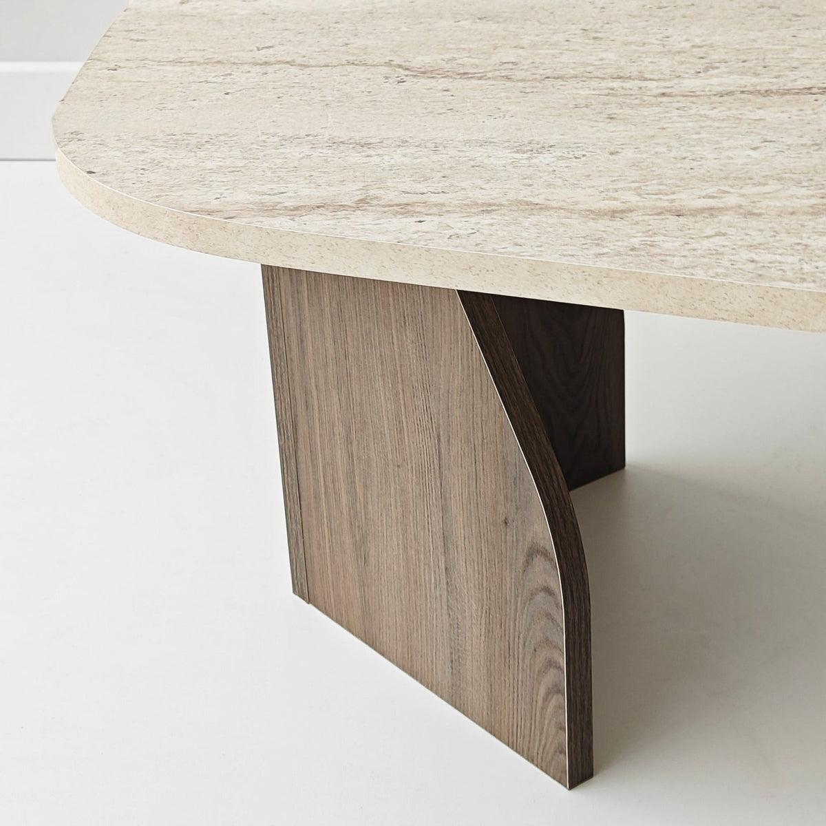 Coffee Tables - Organic Coffee Table Japandi Walnut with Travertine Melamine - 105x65 cm - Rack - Dimehouse