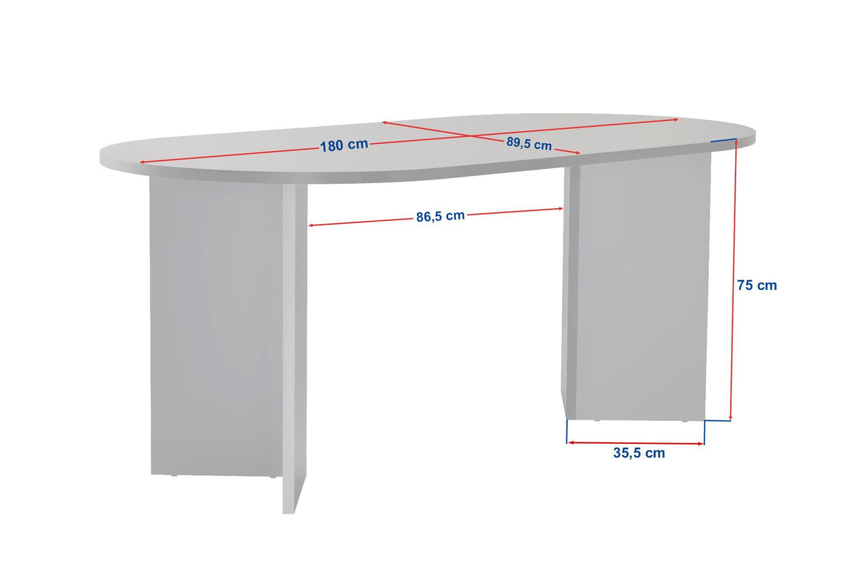 Dining tables - Oval dining table travertine top - walnut melamine - 180x89.5x75 cm - Sota - Dimehouse