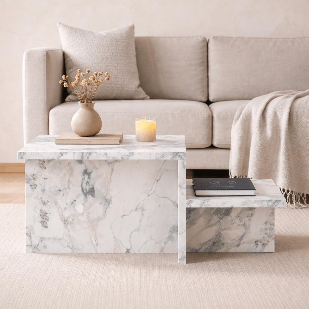 Coffee tables - Coffee table Marble Melamine - 80 x 40 cm - Eterna - Dimehouse