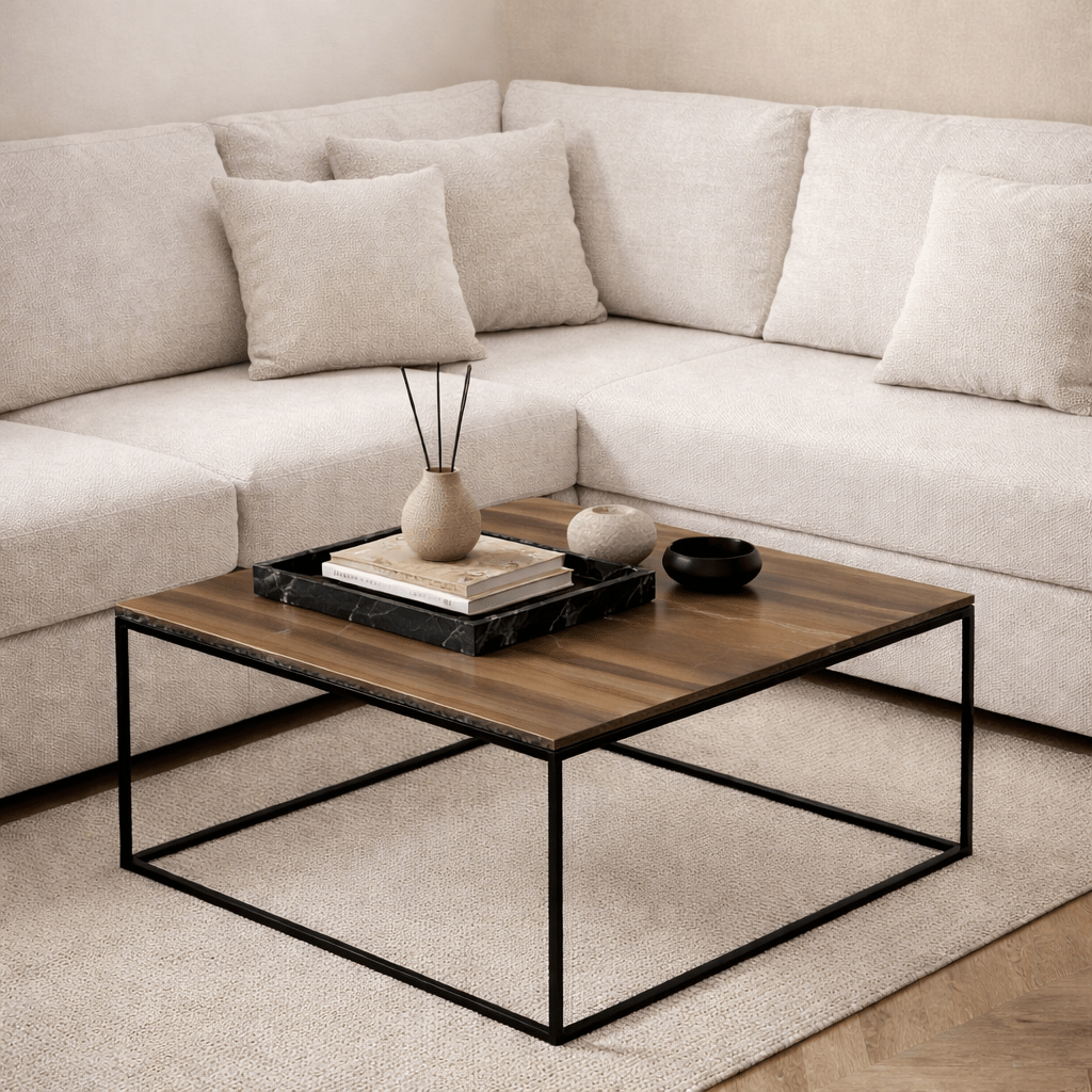 Coffee tables - Square coffee table Walnut - 75x75 cm - Pola - Dimehouse