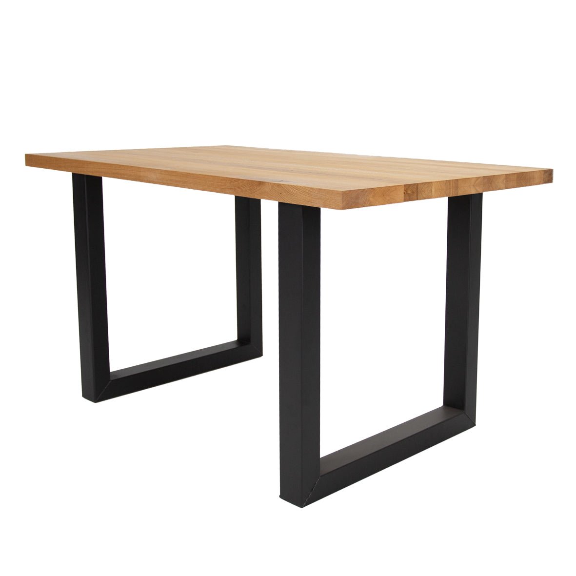 Dining tables - Industrial Dining Table Oak U - Black Rover leg - Dimehouse
