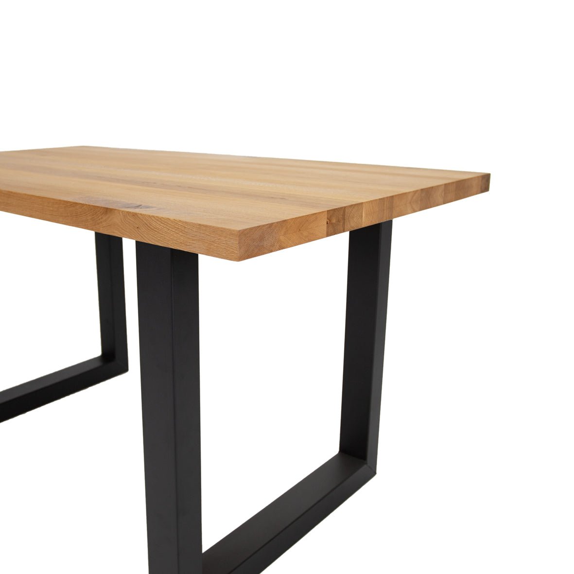Dining tables - Industrial Dining Table Oak U - Black Rover leg - Dimehouse
