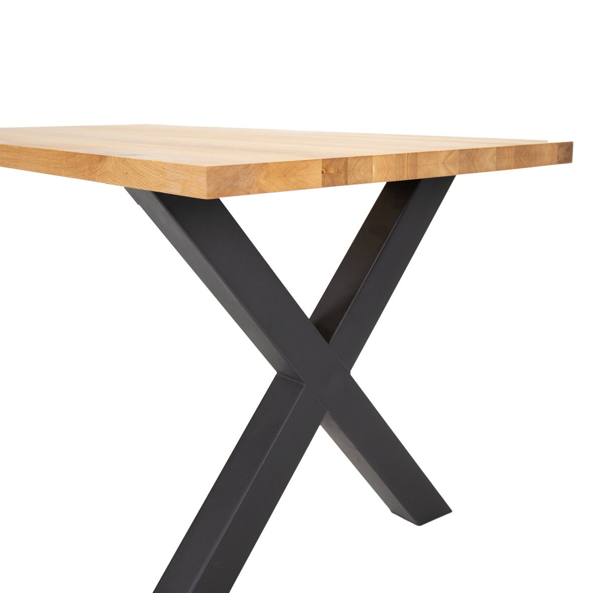 Dining tables - Industrial Dining Table Oak X - Black Rover leg - Dimehouse