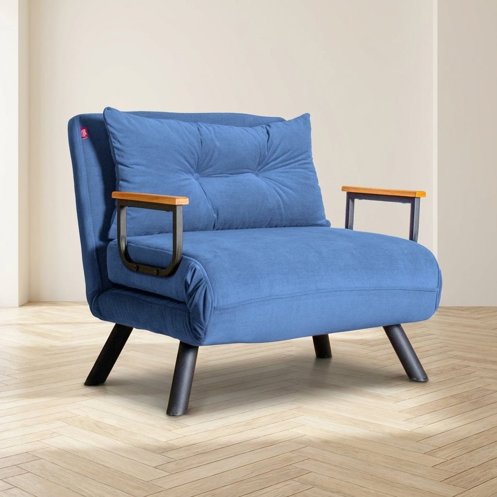 Sleeping armchair Sando Blue atmospheric photo in a modern interior