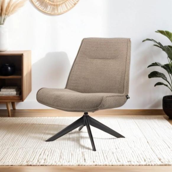 Armchairs - Swivel armchair Marijn teddy taupe - Dimehouse
