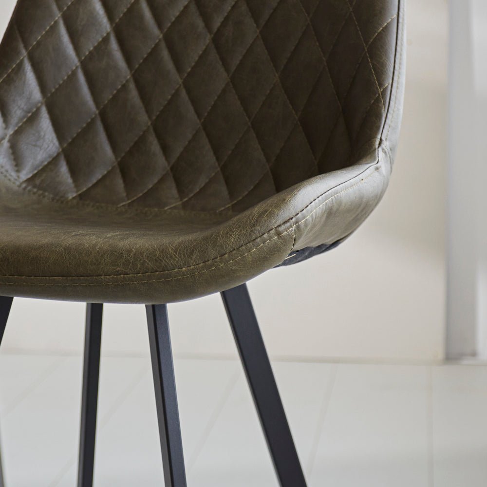 Bar stools - Industrial bar stool Juno Green Faux leather - Seat height 70 cm - Without Armrests - Dimehouse