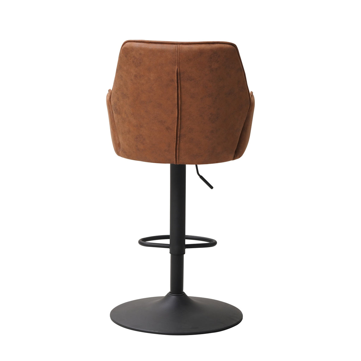 Bar Stools - Swivel Bar Stool Cognac Microfiber Fabric Novan - Adjustable - With Armrests - Dimehouse