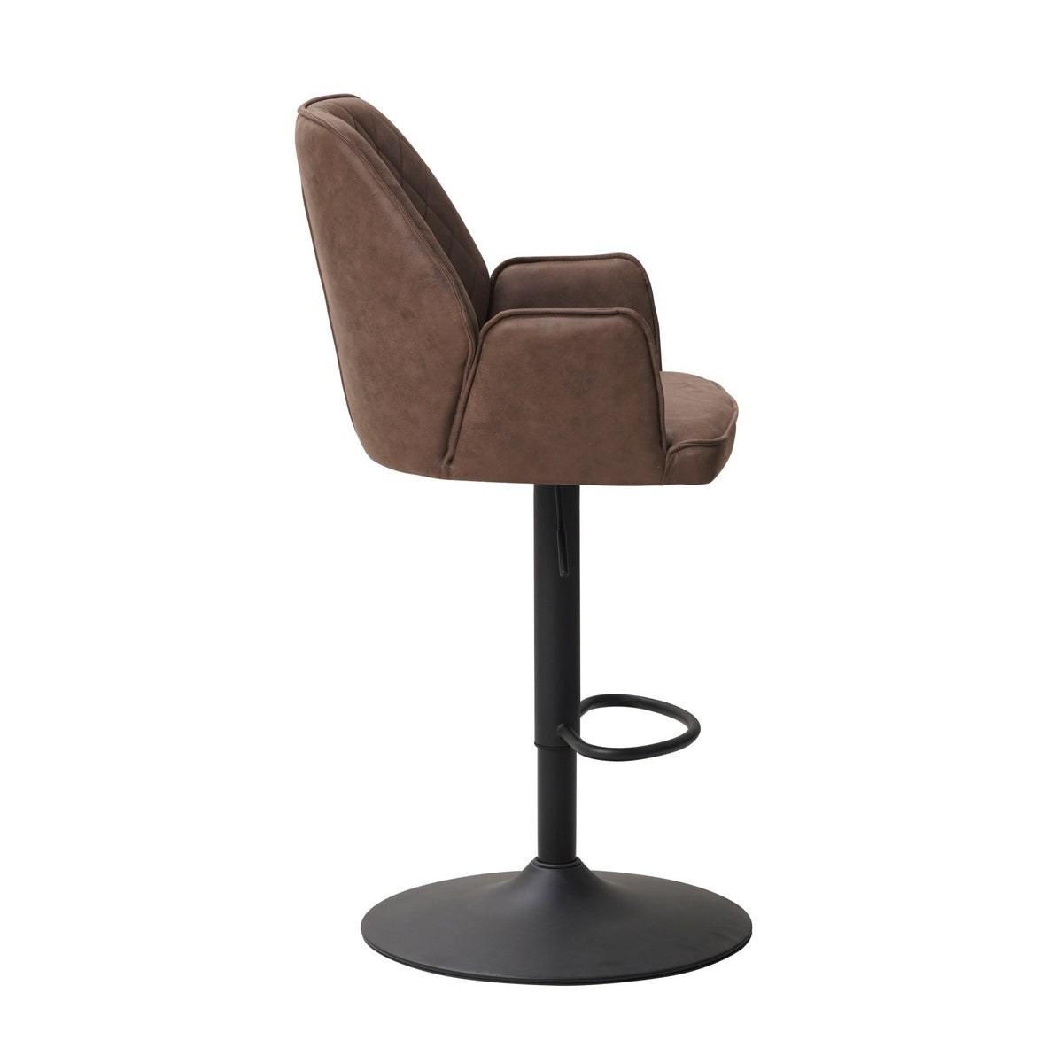 Bar Stools - Swivel Bar Stool Taupe Microfiber Fabric Novan - Adjustable - With Armrests - Dimehouse