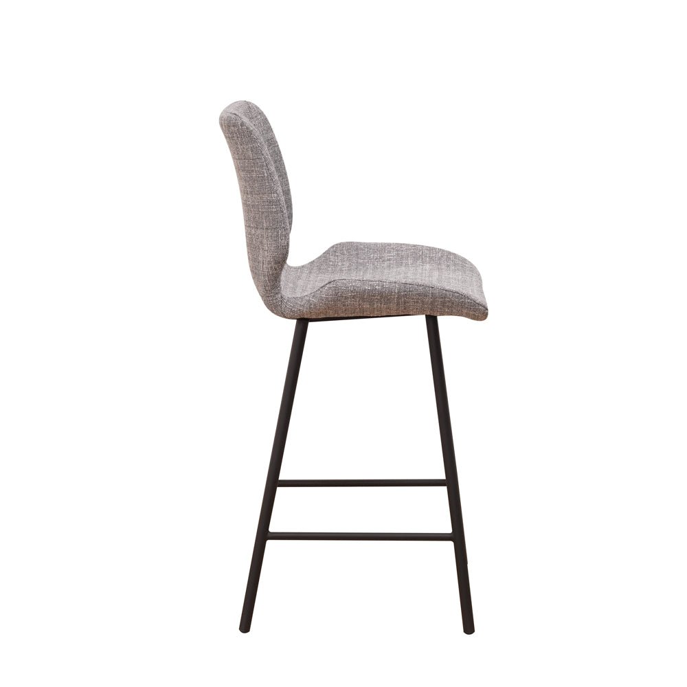 Bar Stools - Beau Bar Stool Light Gray Chenille Fabric - 67 cm Seat Height - Without Armrests - Dimehouse