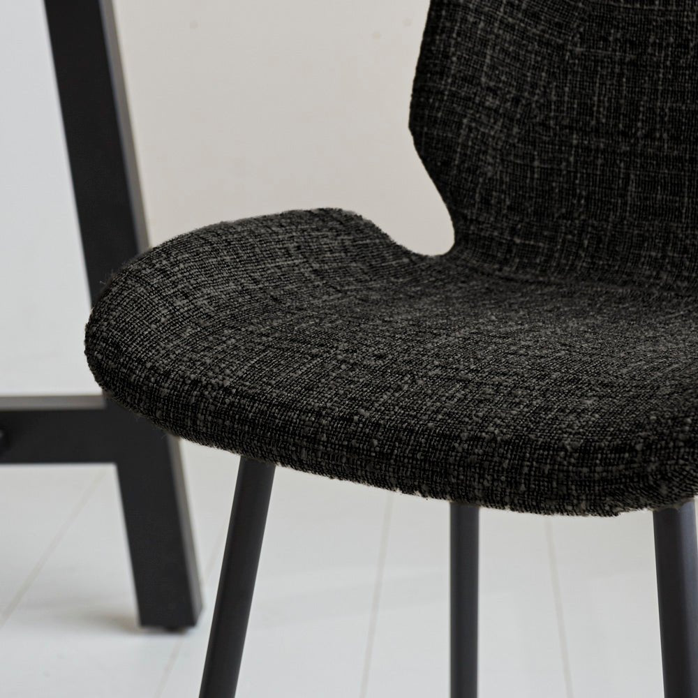 Bar Stools - Beau Bar Stool Black Chenille Fabric - 67 cm Seat Height - Without Armrests - Dimehouse