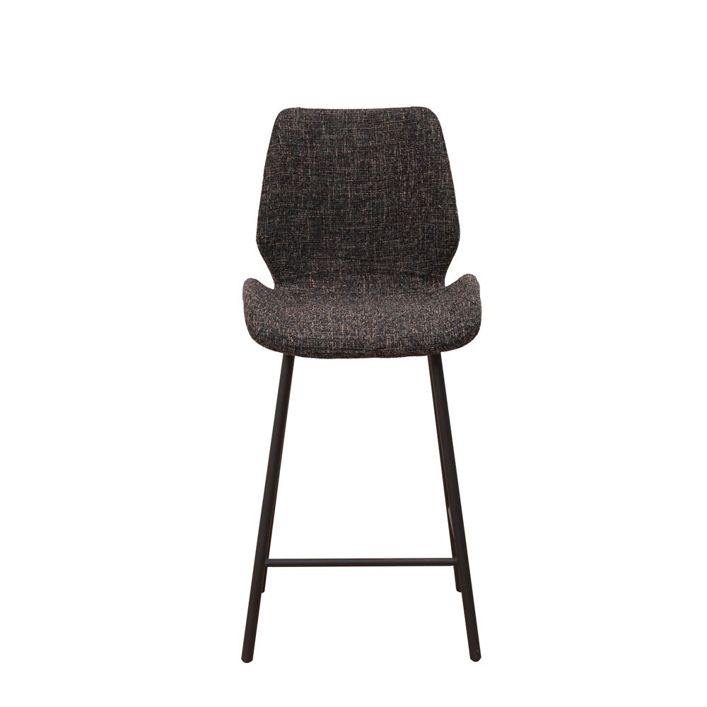Bar Stools - Beau Bar Stool Black Chenille Fabric - 67 cm Seat Height - Without Armrests - Dimehouse