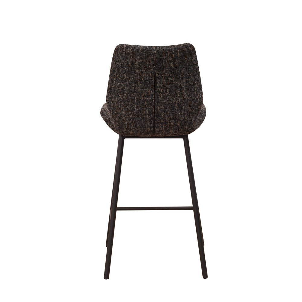 Bar Stools - Beau Bar Stool Black Chenille Fabric - 67 cm Seat Height - Without Armrests - Dimehouse