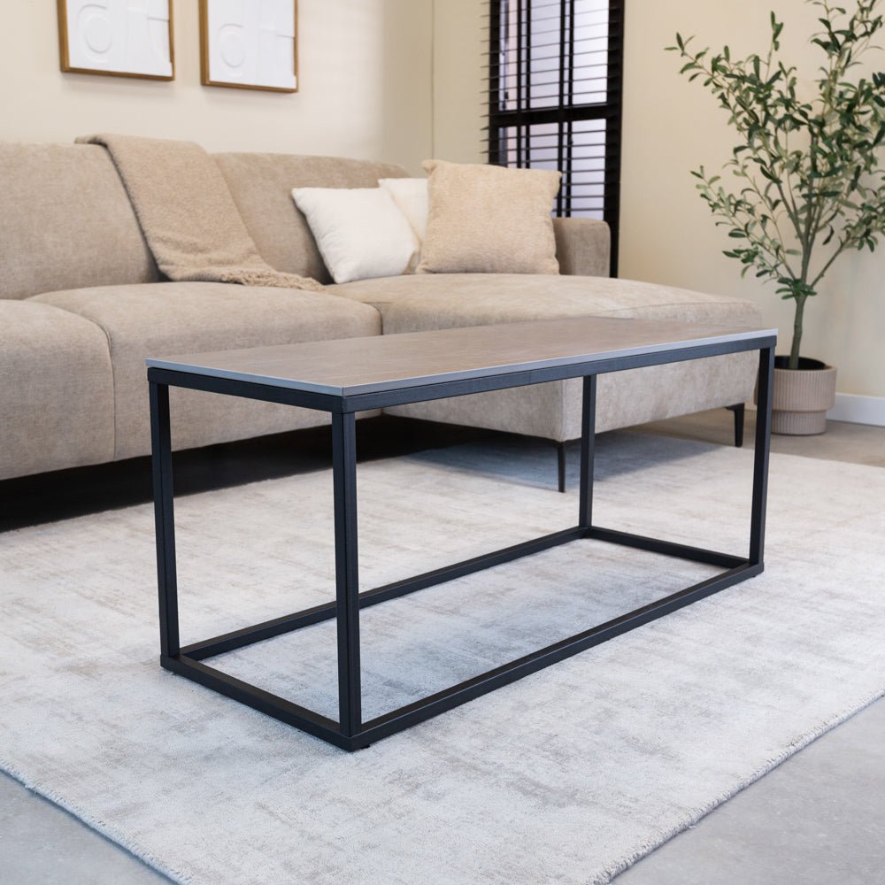 Coffee tables - Fien Coffee Table Gray Marble Look Rectangular 100x40 cm - Dimehouse