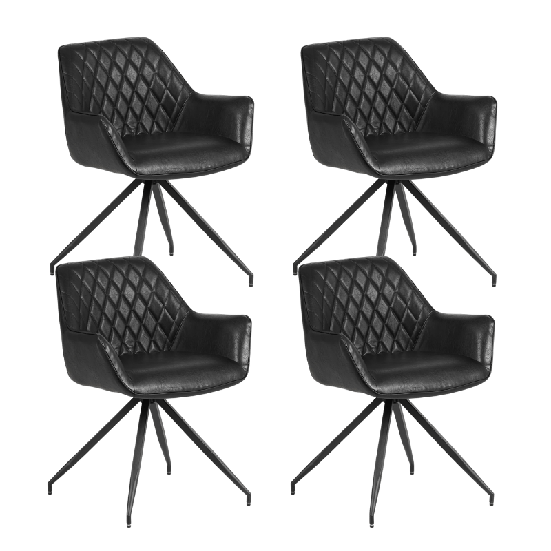 Dining room chairs - Set of 4 Industrial Dining room chairs Gian Black - With Armrests - Dimehouse
