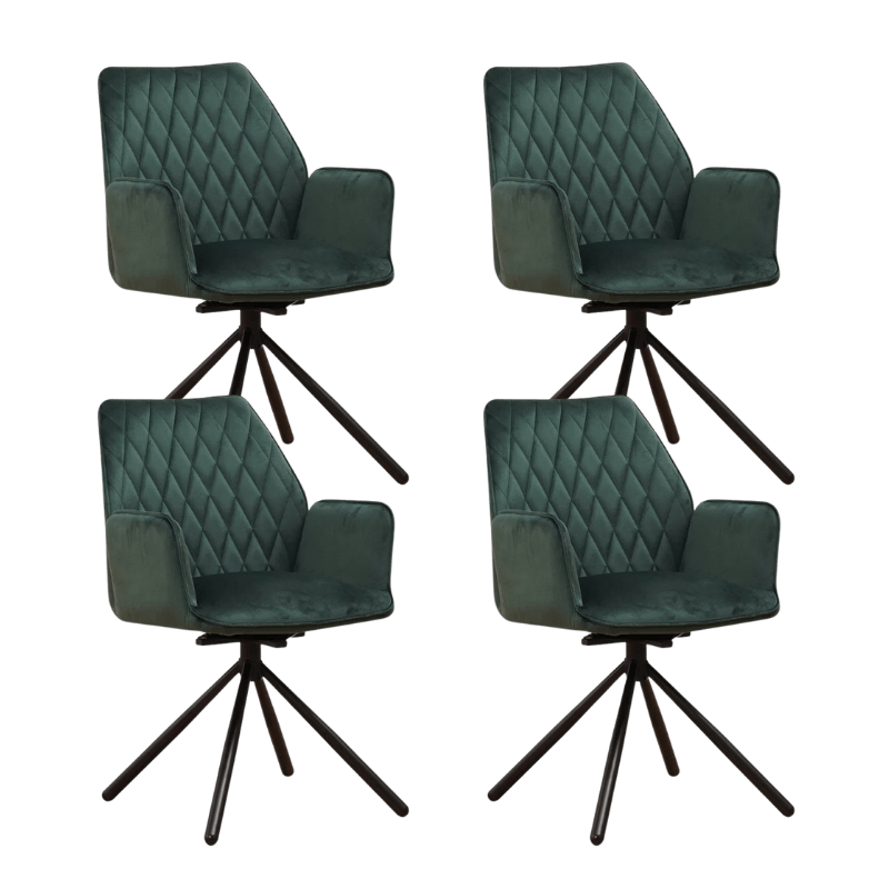 Dining room chairs - Set of 4 Swivel dining room chairs Novan Green Velvet - 180° Rotatable - Dimehouse