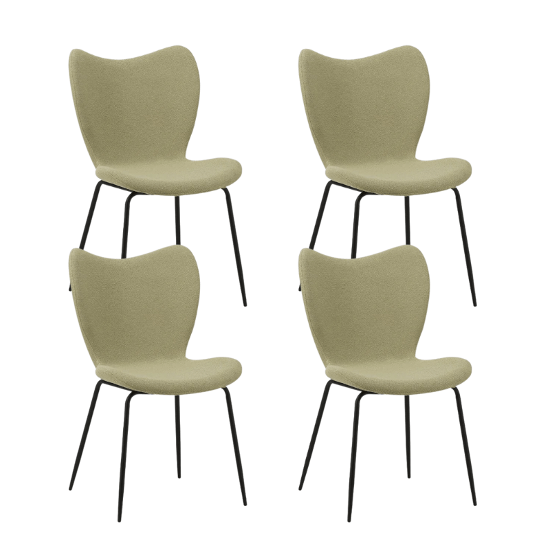 Dining room chairs - Set of 4 Dining room chairs Sia Green Bouclé Fabric - Without Armrests - Dimehouse