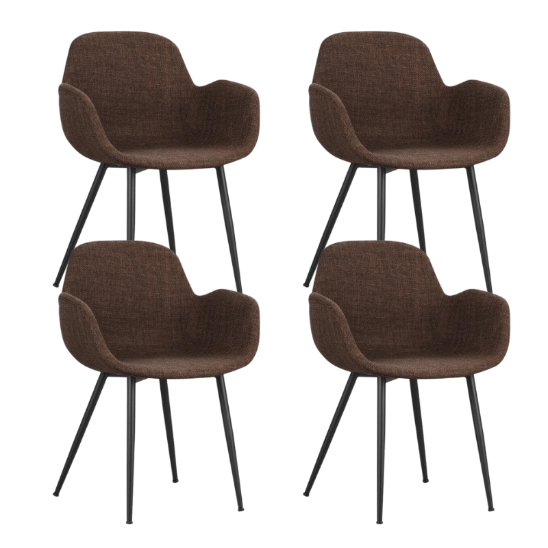 Dining room chairs - Set of 4 Dining room chairs with bucket-shaped seat Mick brown - Dimehouse