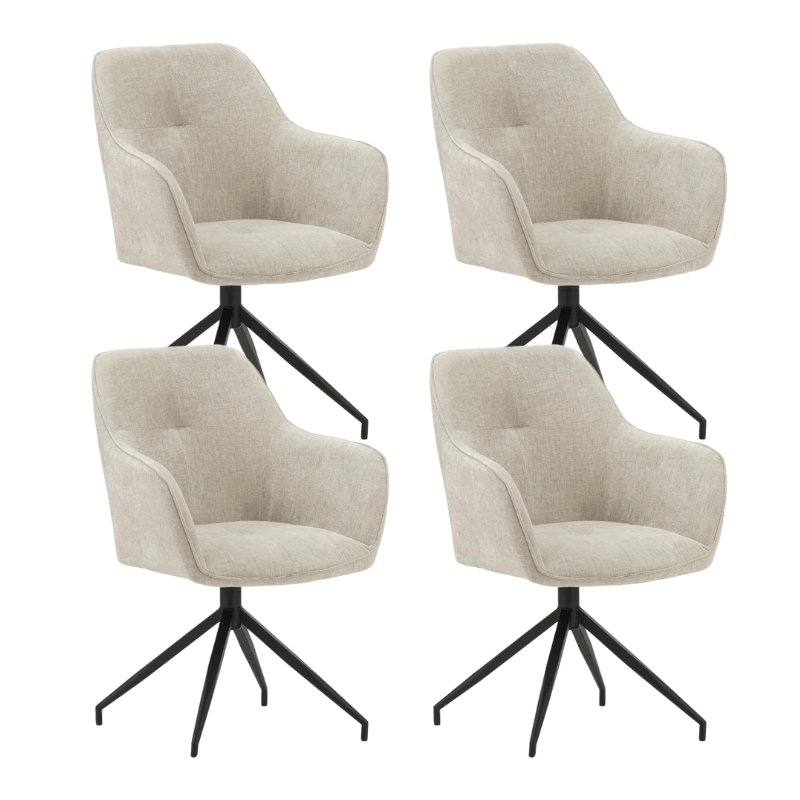 Dining room chairs - Set of 4 Swivel Dining room chairs Camiel Light Gray Chenille - Dimehouse