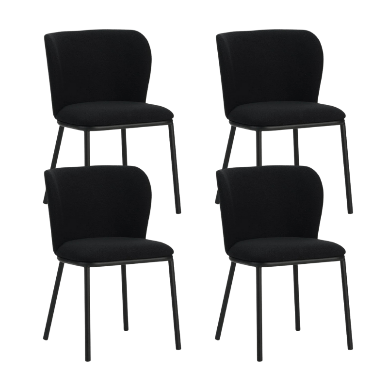 Dining room chairs - Set of 4 Dining room chairs Tess Black Bouclé Fabric - Without Armrests - Dimehouse