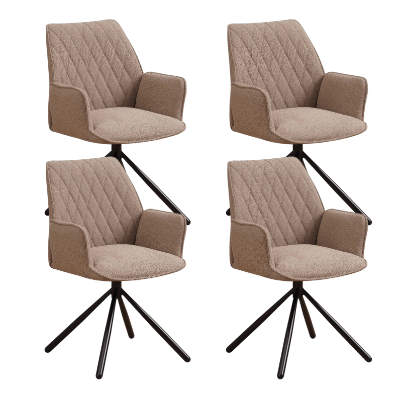 Dining room chairs - Set of 4 Swivel dining room chairs Novan Taupe Bouclé - 180° Rotatable - Dimehouse