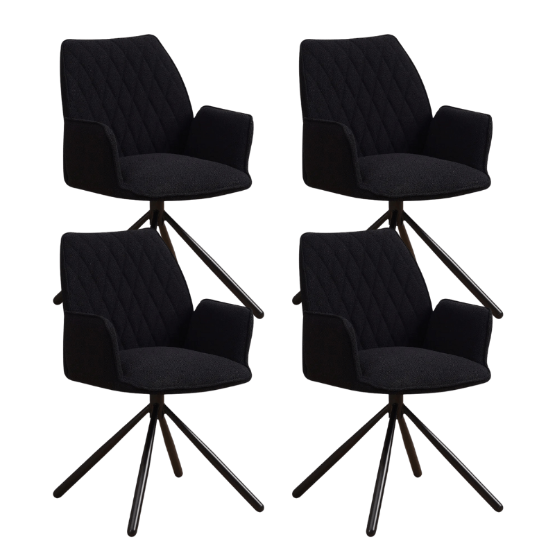 Dining room chairs - Set of 4 Rotatable dining room chairs Novan Black Bouclé - 180° Rotatable - Dimehouse