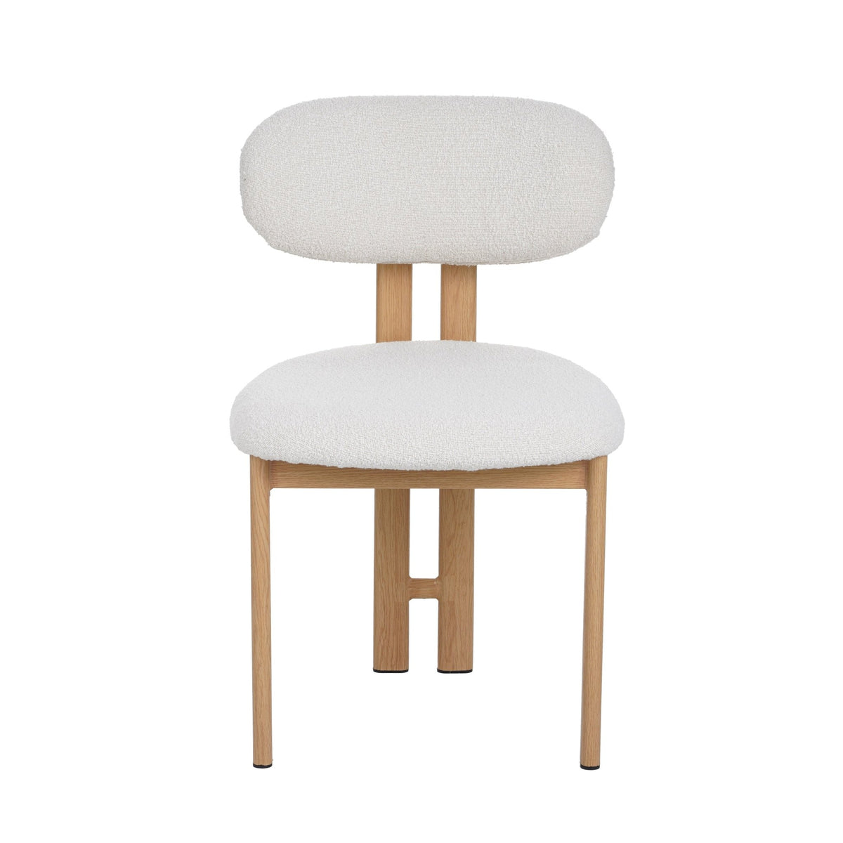 Dining room chairs - Japandi Dining room chair Miyo Bouclé Beige - Oak look Frame - Dimehouse