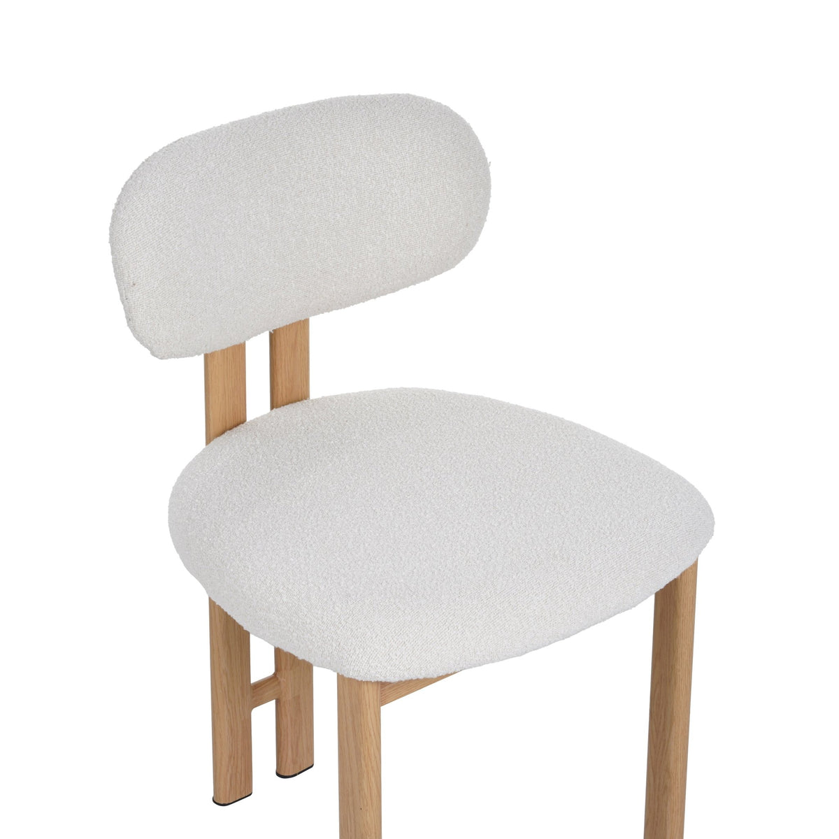 Dining room chairs - Japandi Dining room chair Miyo Bouclé Beige - Oak look Frame - Dimehouse