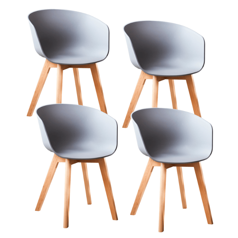 Dining room chairs - Set of 4 Dining room chairs Herning Scandinavian Gray - Plastic and Beech wood - Dimehouse
