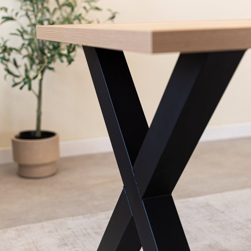 Dining tables - Dining table Lenzo Rustic Oak - Black Dimehouse
