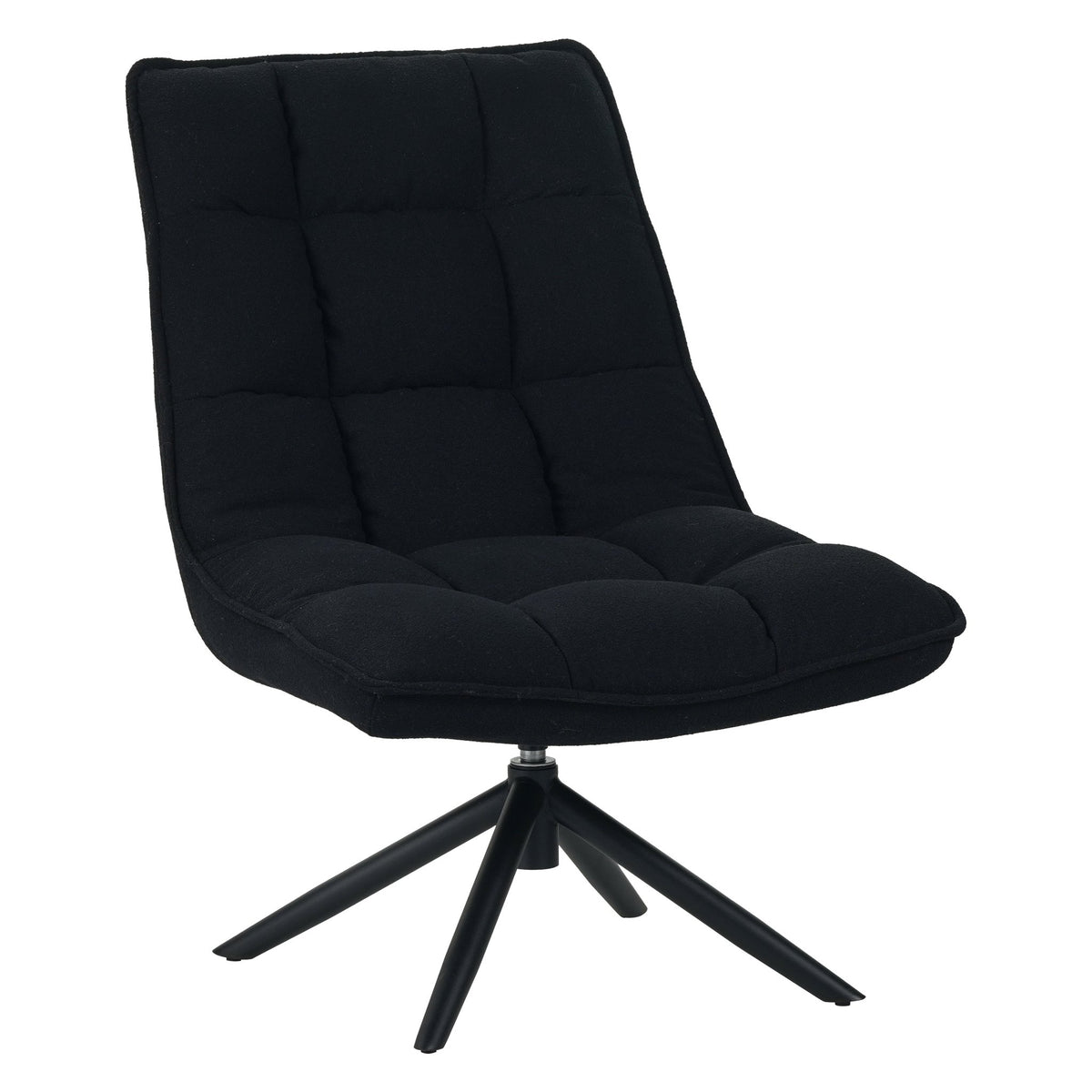 Armchairs - Modern swivel armchair black bouclé fabric 360° rotatable Yuki - Dimehouse