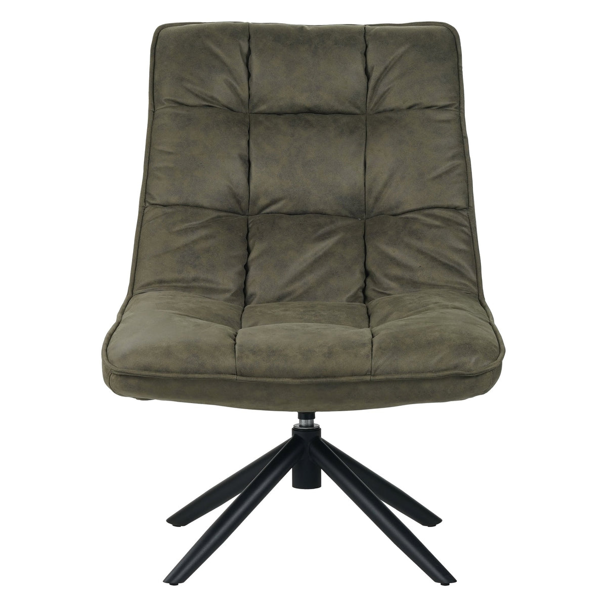 Armchairs - Industrial swivel armchair green eco - leather 360° rotatable Yuki - Dimehouse