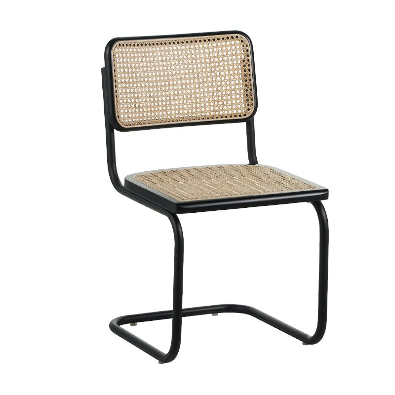 Dining room chair - Tubular frame dining room chair Vester black metal with bamboo webbing - Without Armrests - Dimehouse