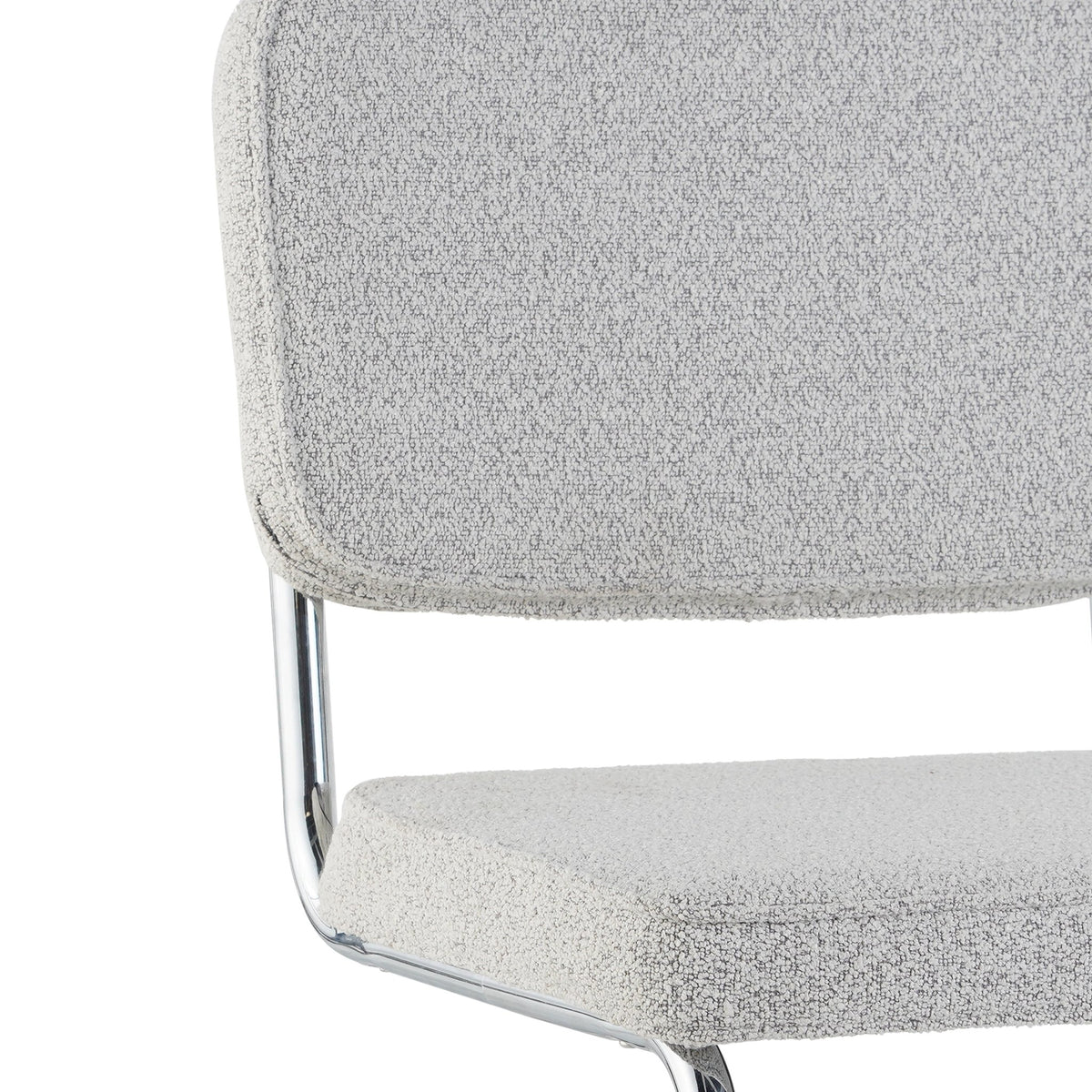 Dining room chairs - Modern Dining room chair Gray Bouclé Fabric Sway - Chrome Frame - Without Armrests - Dimehouse