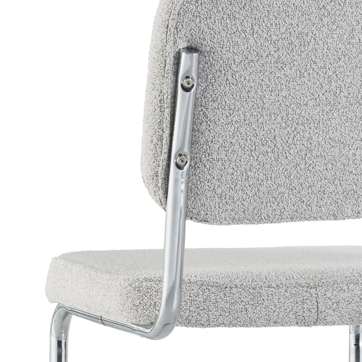 Dining room chairs - Modern Dining room chair Gray Bouclé Fabric Sway - Chrome Frame - Without Armrests - Dimehouse