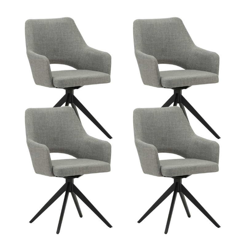 Dining room chairs - Set of 4 Swivel dining room chairs Sid Gray Fabric - With Armrests - Dimehouse