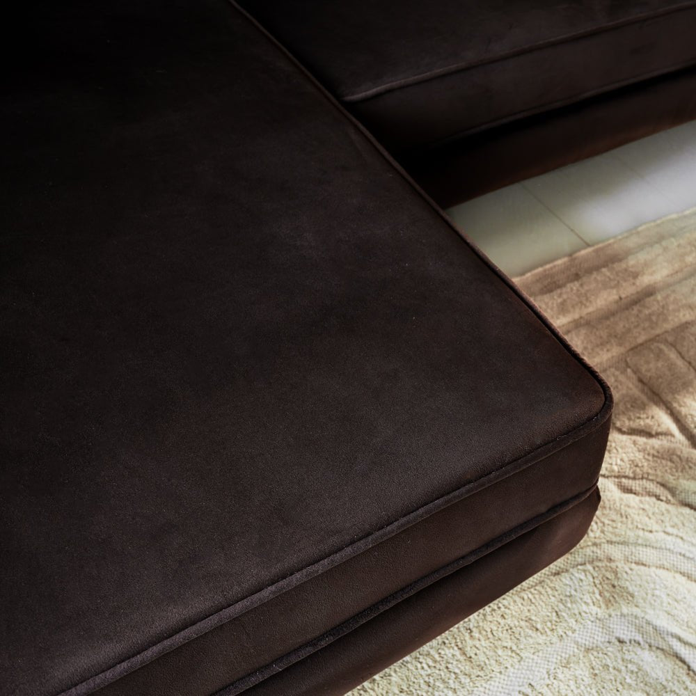 Sofas - 3-seater corner sofa Gino velvet brown left - Dimehouse