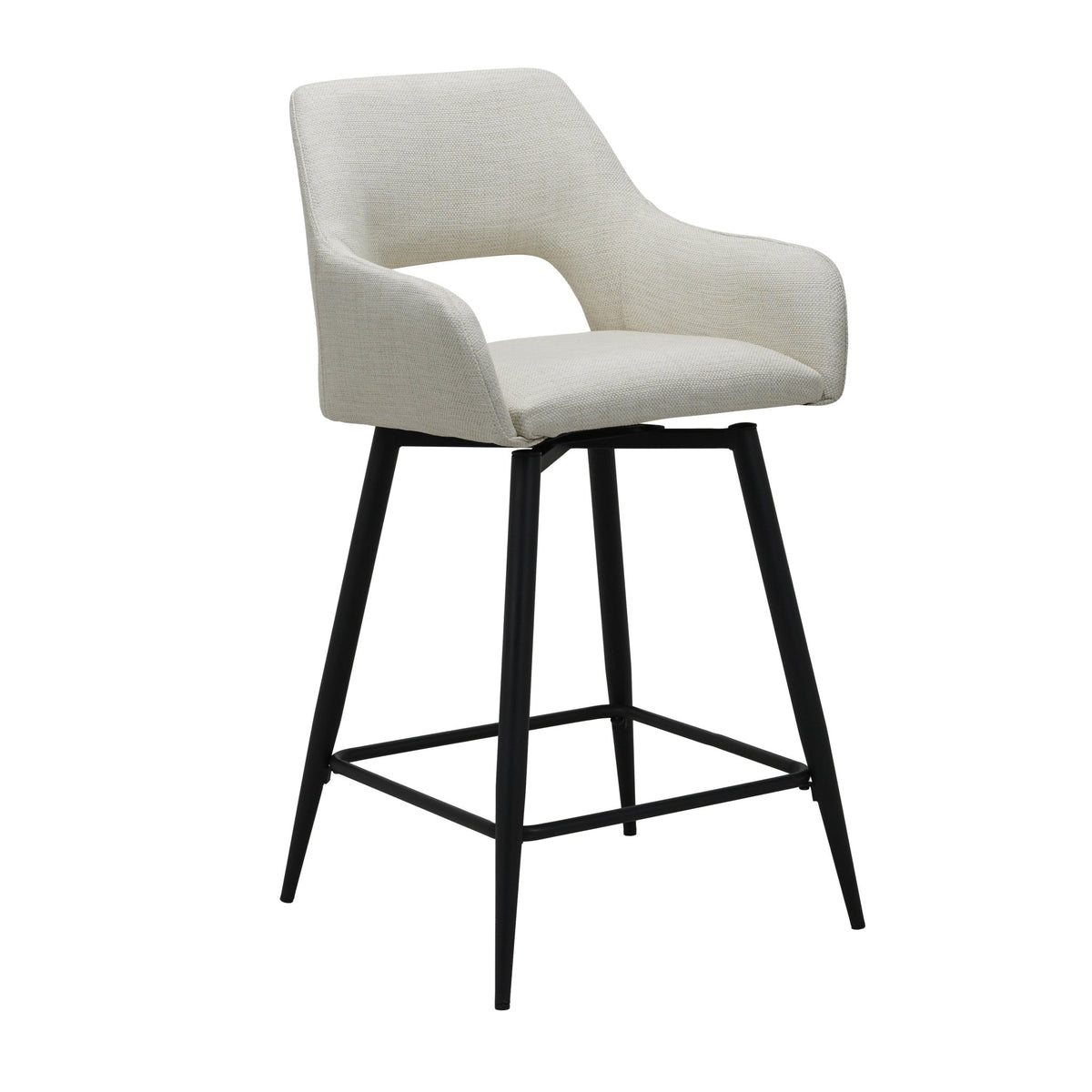 Bar Stools - Swivel Bar Stool Beige Skye Fabric - Seat Height 67 cm - With Armrests - Dimehouse