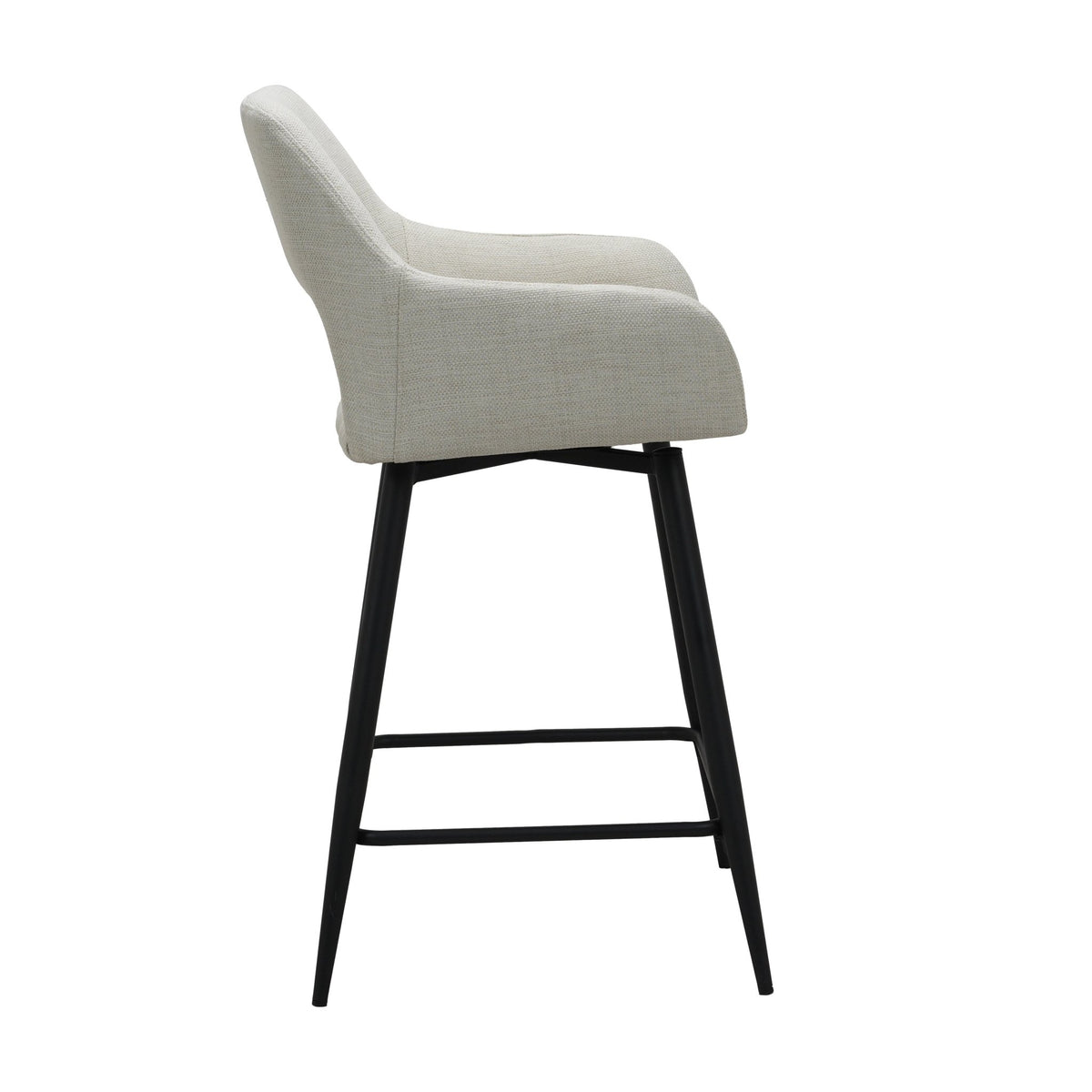 Bar Stools - Swivel Bar Stool Beige Skye Fabric - Seat Height 67 cm - With Armrests - Dimehouse