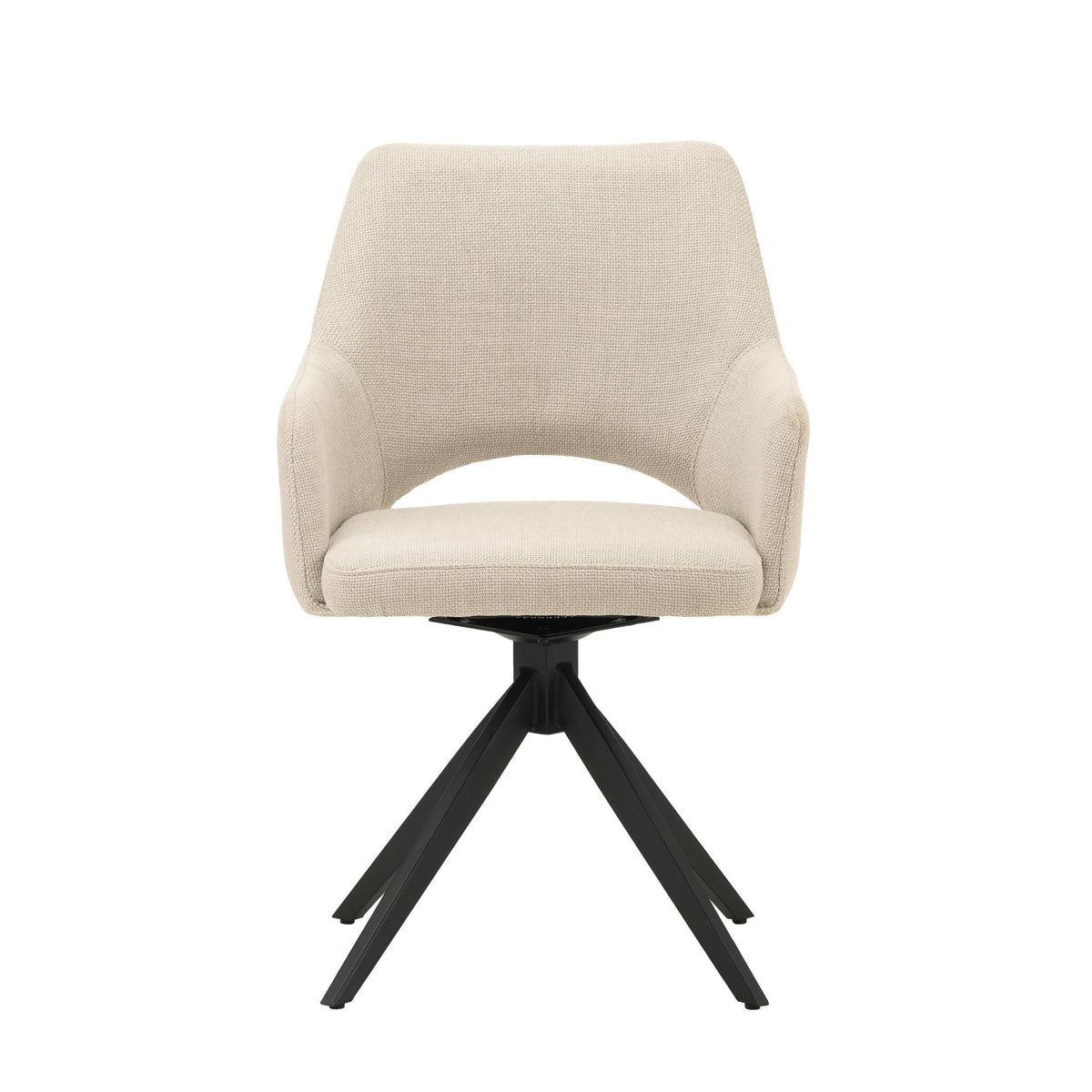 Dining room chairs - Modern Swivel Dining room chair Beige Fabric Sid - With Armrests - Dimehouse