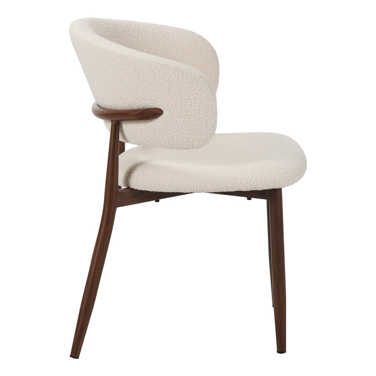 Dining room chairs - Japandi Dining room chair Yuka Beige - Walnut look Frame - Dimehouse