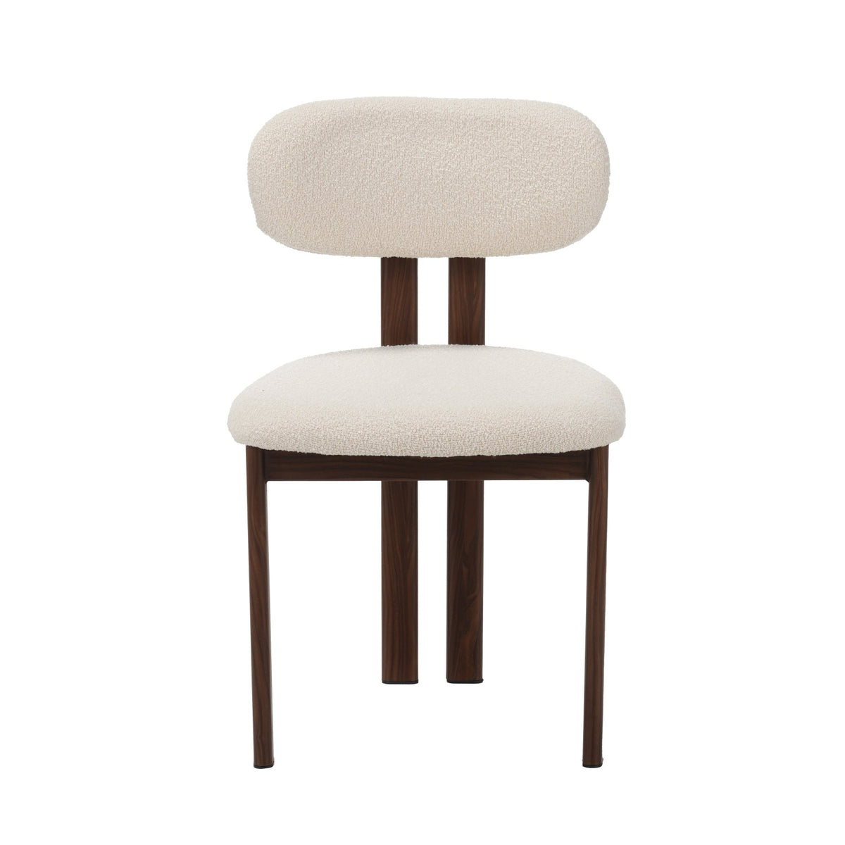 Dining room chairs - Japandi Dining room chair Miyo Bouclé Beige - Walnut look Frame - Dimehouse