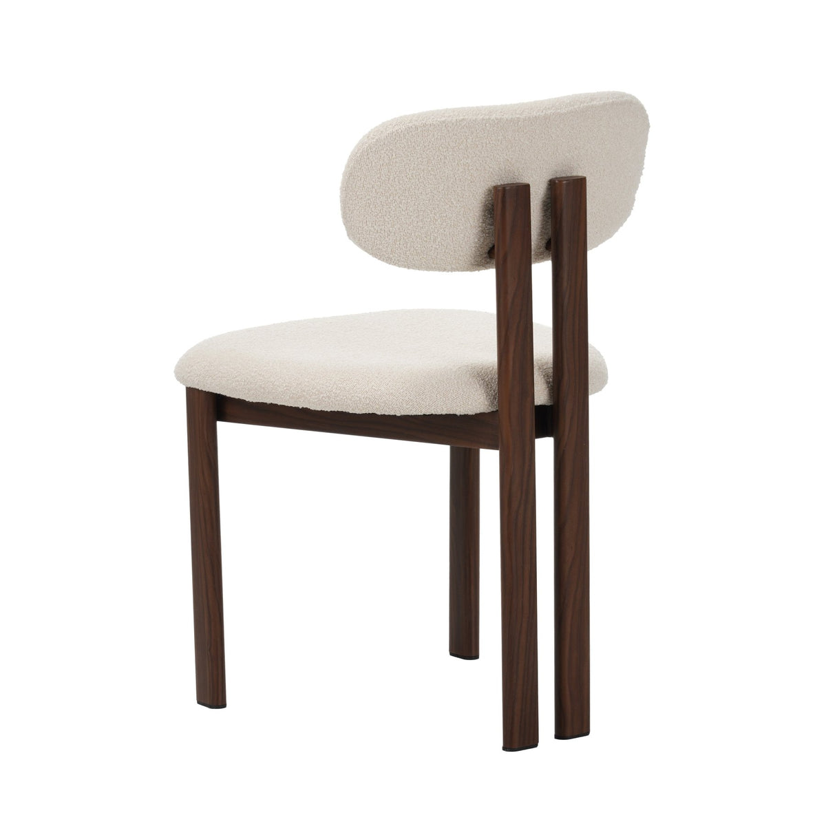 Dining room chairs - Japandi Dining room chair Miyo Bouclé Beige - Walnut look Frame - Dimehouse