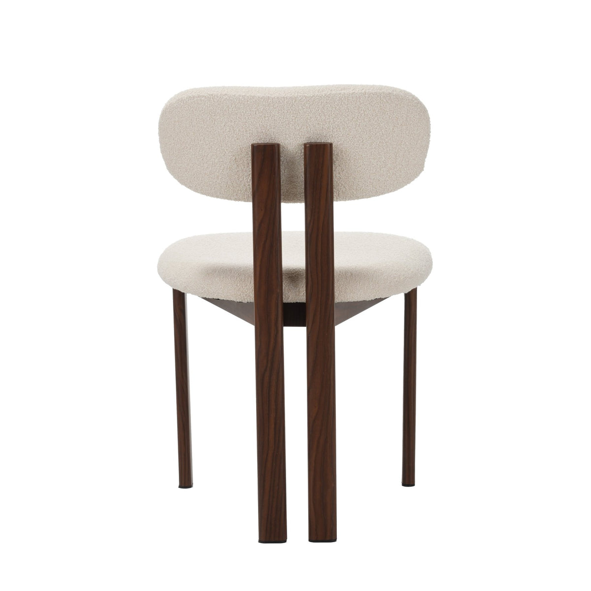 Dining room chairs - Japandi Dining room chair Miyo Bouclé Beige - Walnut look Frame - Dimehouse