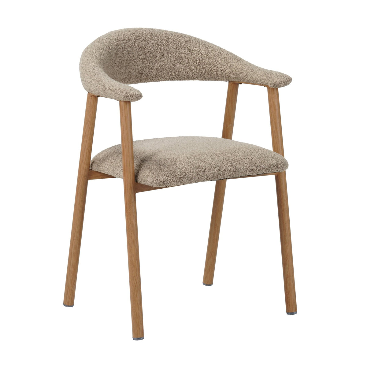 Dining room chairs - Japandi Dining room chair Sand color Bouclé Suki - Oak look Frame - With Armrest - Dimehouse