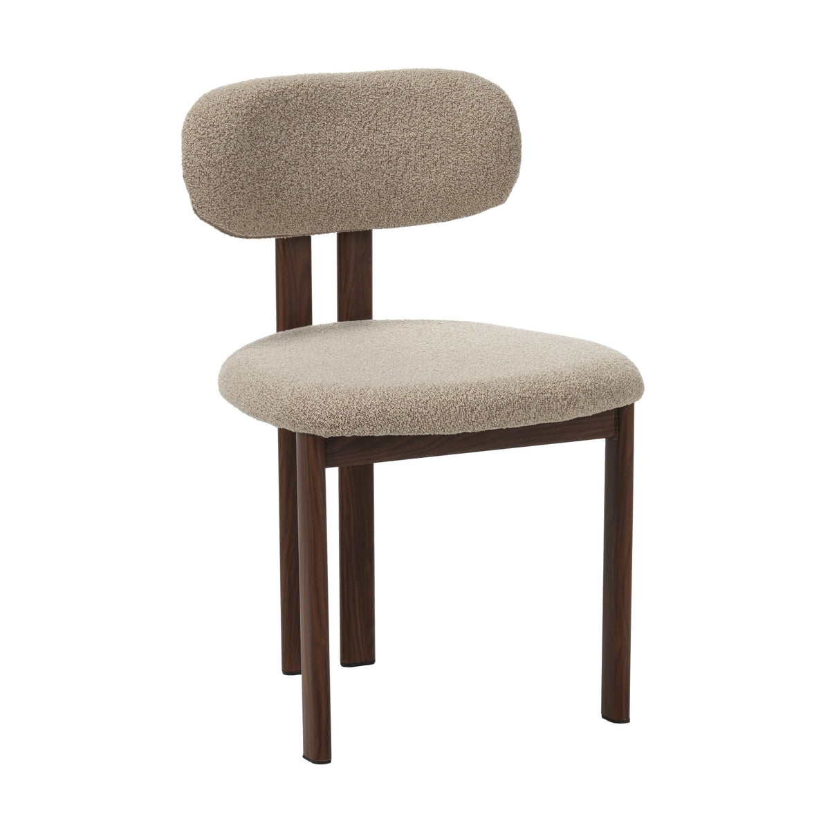 Dining room chairs - Japandi Dining room chair Miyo Bouclé Sand color - Walnut look Frame - Dimehouse