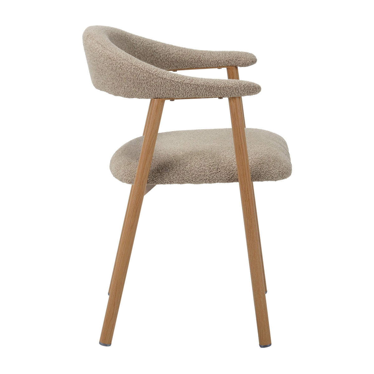 Dining room chairs - Japandi Dining room chair Sand color Bouclé Suki - Oak look Frame - With Armrest - Dimehouse