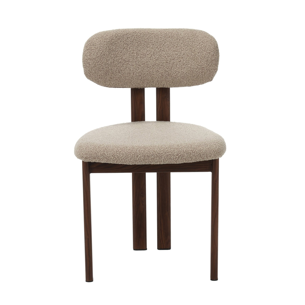 Dining room chairs - Japandi Dining room chair Miyo Bouclé Sand color - Walnut look Frame - Dimehouse