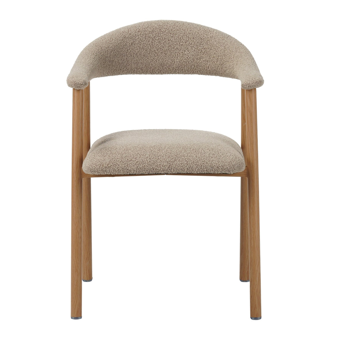 Dining room chairs - Japandi Dining room chair Sand color Bouclé Suki - Oak look Frame - With Armrest - Dimehouse