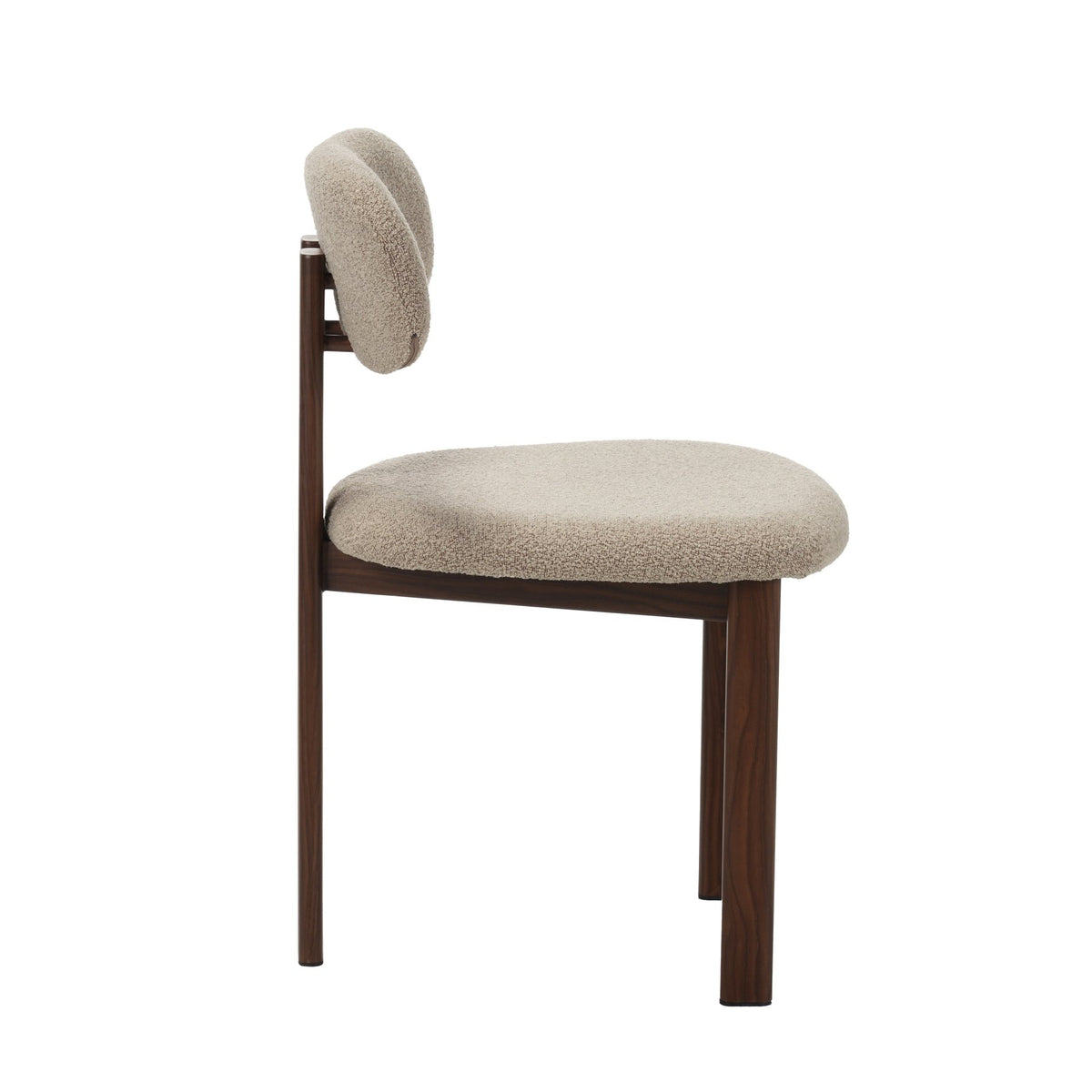 Dining room chairs - Japandi Dining room chair Miyo Bouclé Sand color - Walnut look Frame - Dimehouse