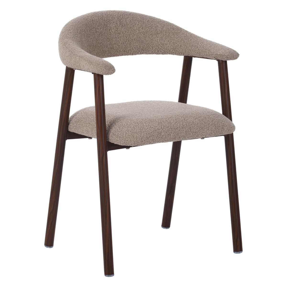 Dining room chairs - Japandi Dining room chair Sand color Bouclé Suki - Walnut Frame - With Armrest - Dimehouse